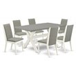 Pemberly Row 7-Piece Rectangular Wood Dining Set in Linen White/Cement/Shitake