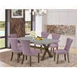 Pemberly Row 7-Piece Wood Dining Set in Dahlia Purple/Brown Beige