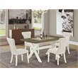 Pemberly Row 5-Piece Wood Dining Set in Linen White with Doeskin Chairs