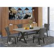 Pemberly Row X-Style 5-Piece Wood Dining Set in Black and Gotham Gray
