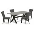 Pemberly Row X-Style 5-Piece Wood Dining Set in Black and Gotham Gray