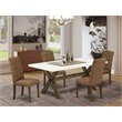 Pemberly Row X-Style 5-Piece Wood Dining Set in Jacobean and Brown Beige