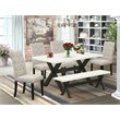 Pemberly Row 6-Piece Wood Dining Set with Black Finish and Doeskin Linen