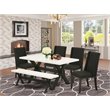 Pemberly Row 6-Piece Wood Dining Set with Black Finish and Linen White