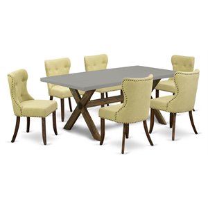 Pemberly Row X-Style 7-Piece Wood Dining Set in Multi-Color Finish