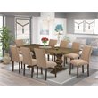 Pemberly Row Lassale 9-Piece Wood Dinette Set in Jacobean Brown Finish