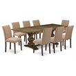 Pemberly Row Lassale 9-Piece Wood Dinette Set in Jacobean Brown Finish