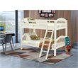 Pemberly Row Twin Bunk Bed with Guardrails and Ladder in White Finish