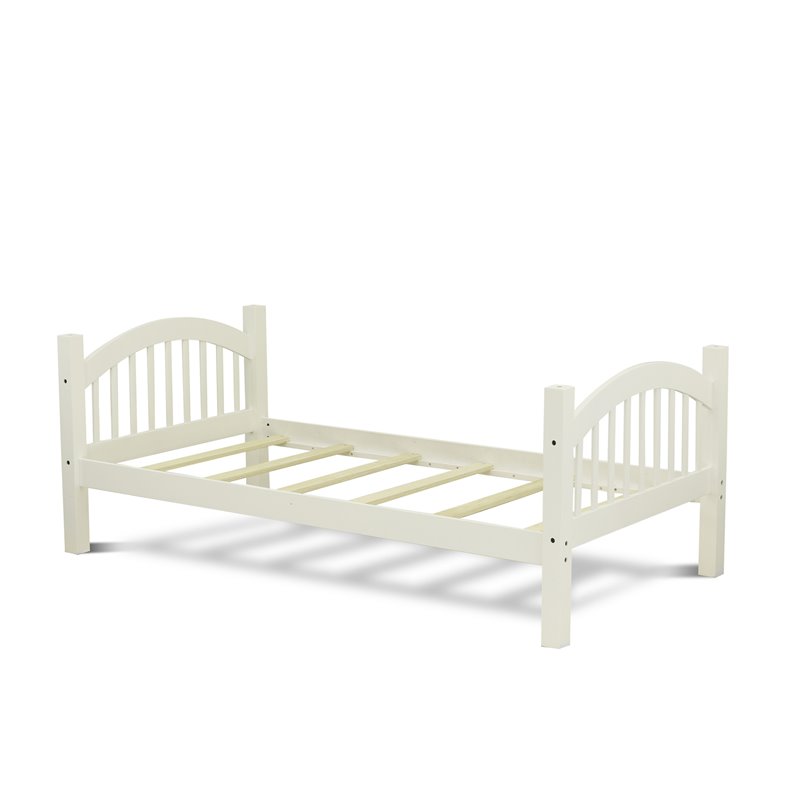 Pemberly Row Twin Bunk Bed with Guardrails and Ladder in White Finish