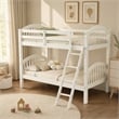 Pemberly Row Twin Bunk Bed with Guardrails and Ladder in White Finish