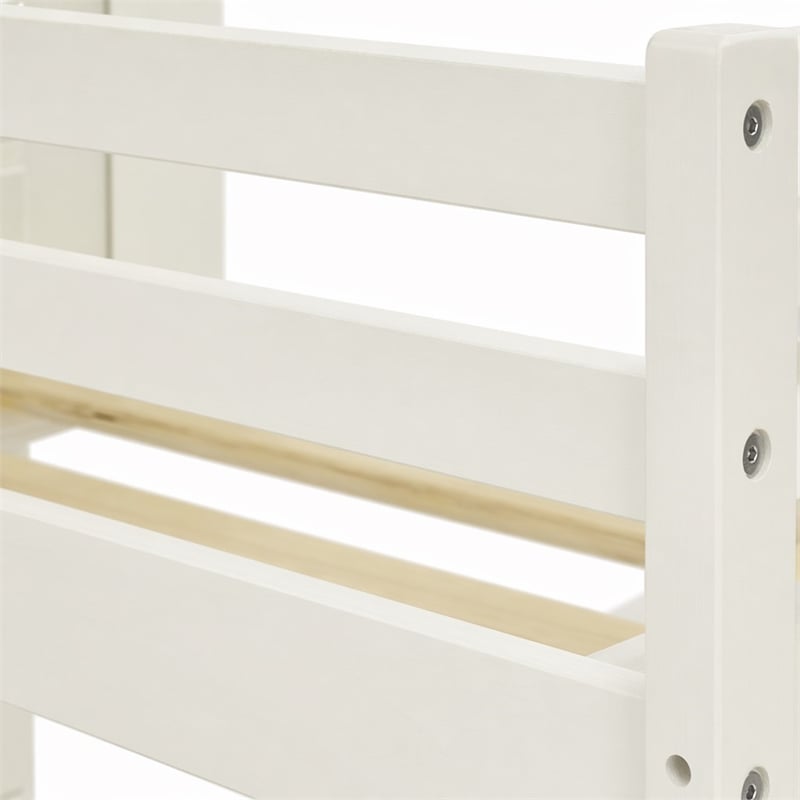 Pemberly Row Twin Bunk Bed with Guardrails and Ladder in White Finish