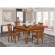 Pemberly Row 5-Piece Wood Table and Dining Chairs in Saddle Brown Finish