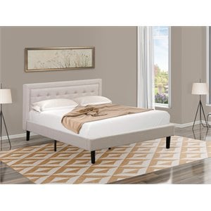 Pemberly Row Fannin Wood Platform Queen Bed in Mist Beige Finish