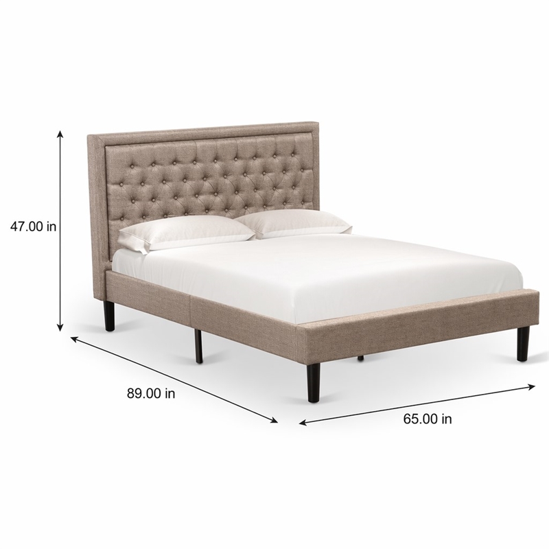 Pemberly Row Platform Queen Bed with Panel Headboard in Dark Khaki