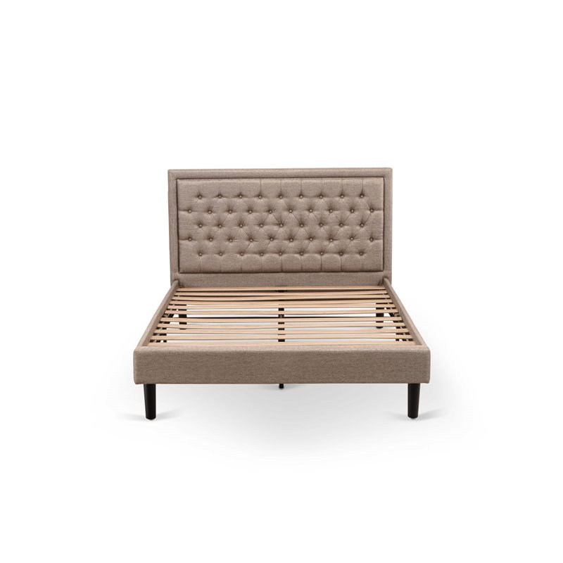Pemberly Row Platform Queen Bed with Panel Headboard in Dark Khaki