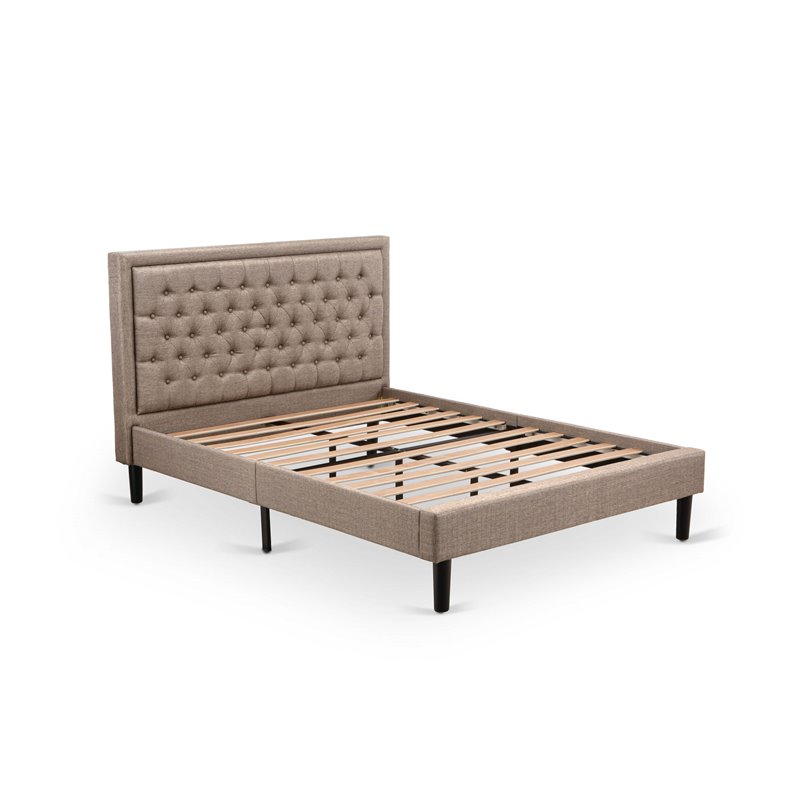 Pemberly Row Platform Queen Bed with Panel Headboard in Dark Khaki