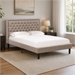 Pemberly Row Platform Queen Bed with Panel Headboard in Dark Khaki