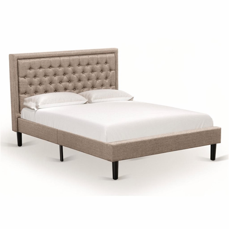 Pemberly Row Platform Queen Bed with Panel Headboard in Dark Khaki