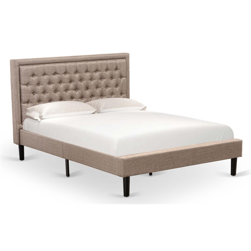 Pemberly Row Platform Queen Bed with Panel Headboard in Dark Khaki
