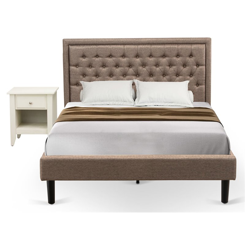 Pemberly Row 2-Piece Queen Bed Set with Nightstand in Dark Khaki Finish