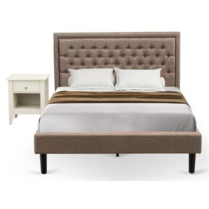 Pemberly Row 2-Piece Queen Bed Set with Nightstand in Dark Khaki Finish