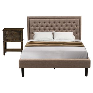 Pemberly Row 2-Piece Queen Bed Set with Nightstand in Distressed Jacobean