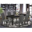 Pemberly Row 7-Piece Wood Dining Set with Linen Fabric Chairs in Black
