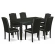 Pemberly Row 7-Piece Traditional Wood Dining Set with PU Leather in Black