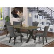 Pemberly Row 5-Piece Wood Dining Set Wire Brushed Black Gotham Gray Finish