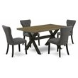 Pemberly Row 5-Piece Wood Dining Set Wire Brushed Black Gotham Gray Finish