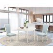 Pemberly Row 3-Piece Wood Dining Set in Linen White and Baby Blue