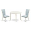 Pemberly Row 3-Piece Wood Dining Set in Linen White and Baby Blue