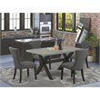 Pemberly Row 5-Piece Wood Dining Set in Black Finish with Gotham Gray Chairs