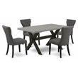 Pemberly Row 5-Piece Wood Dining Set in Black Finish with Gotham Gray Chairs