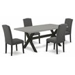 Pemberly Row 5-Piece Wood Dining Set in Black Finish with Dark Shitake Chairs