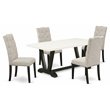 Pemberly Row V-Style 5-Piece Wood Dinette Set in Black Finish