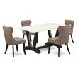 Pemberly Row V-Style 5-Piece Wood Dining Set in White and Black Finish