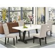 Pemberly Row 5-Piece Dining Room Set in Wood with Black Finish Doeskin Chairs