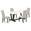 Pemberly Row 5-Piece Dining Room Set in Wood with Black Finish Doeskin Chairs