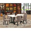 Pemberly Row 7-Piece Wood Dining Set in White/Black/Coffee Finish