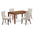 Pemberly Row 5-Piece Wooden Dining Set in Mahogany and Doeskin