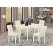 Pemberly Row 5-Piece Rubberwood Dining Set with Leather Seats in Linen White