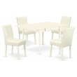 Pemberly Row 5-Piece Rubberwood Dining Set with Leather Seats in Linen White