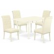 Pemberly Row 5-Piece Wood Dinette Set in Linen White and Light Beige