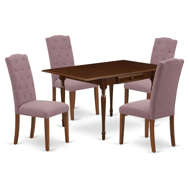 Pemberly Row 5-Piece Wood Dining Set in Mahogany and Dahlia
