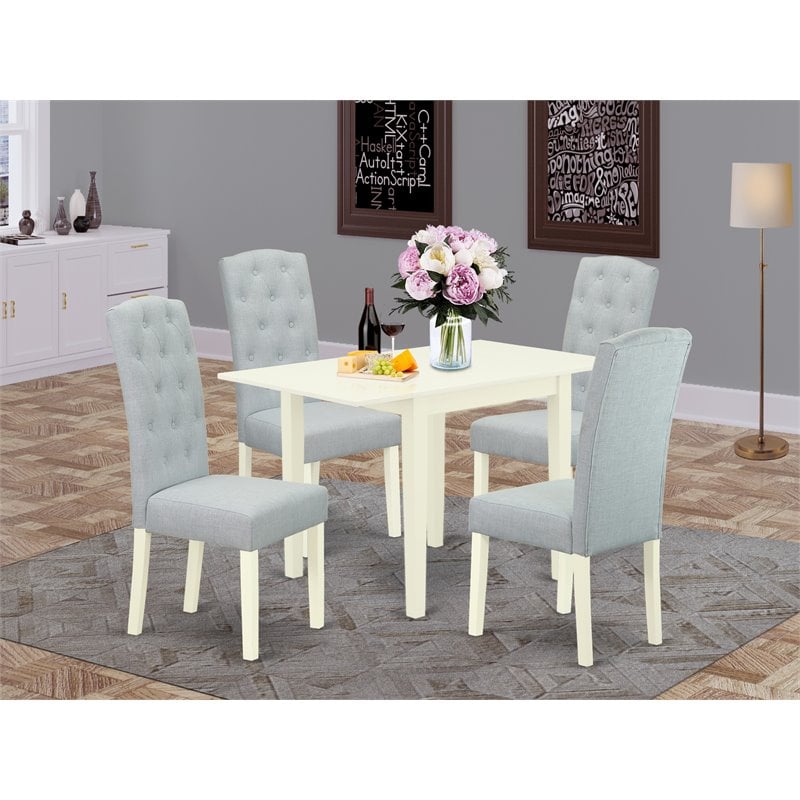 Pemberly Row 5-Piece Wood Dining Set in Baby Blue and Linen White