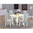 Pemberly Row 5-Piece Wood Dining Set in Baby Blue and Linen White