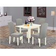 Pemberly Row 5-Piece Wood Dining Set in Linen White with Shitake Upholstery