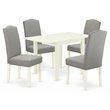 Pemberly Row 5-Piece Wood Dining Set in Linen White with Shitake Upholstery