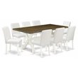 Pemberly Row 9-Piece Dining Room Set in White PU Leather and Linen White